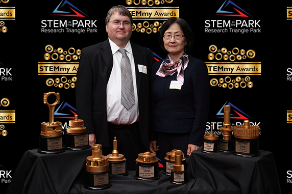 Lao, right, and Petrovich joined other recipients of the second STEMmy awards at the May 24 ceremony.