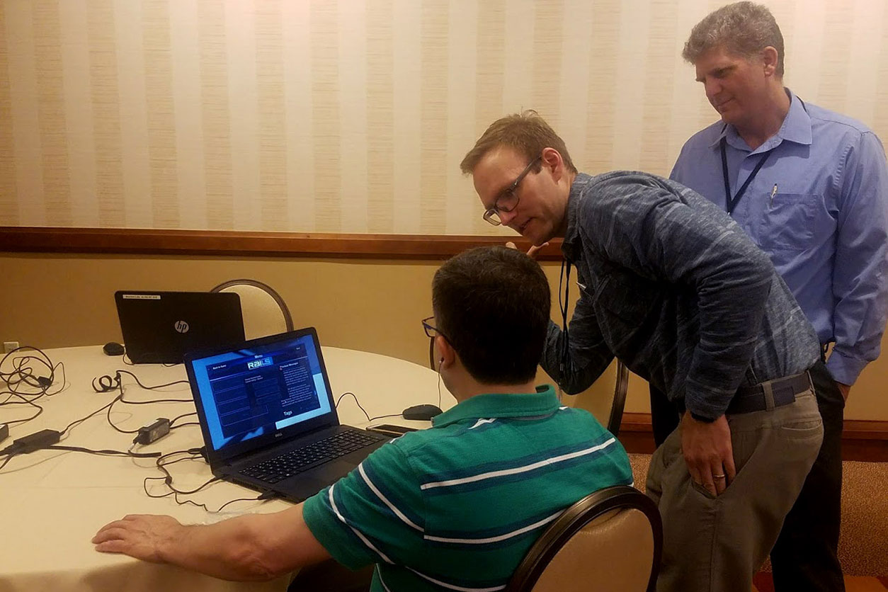 Attendees using video game training