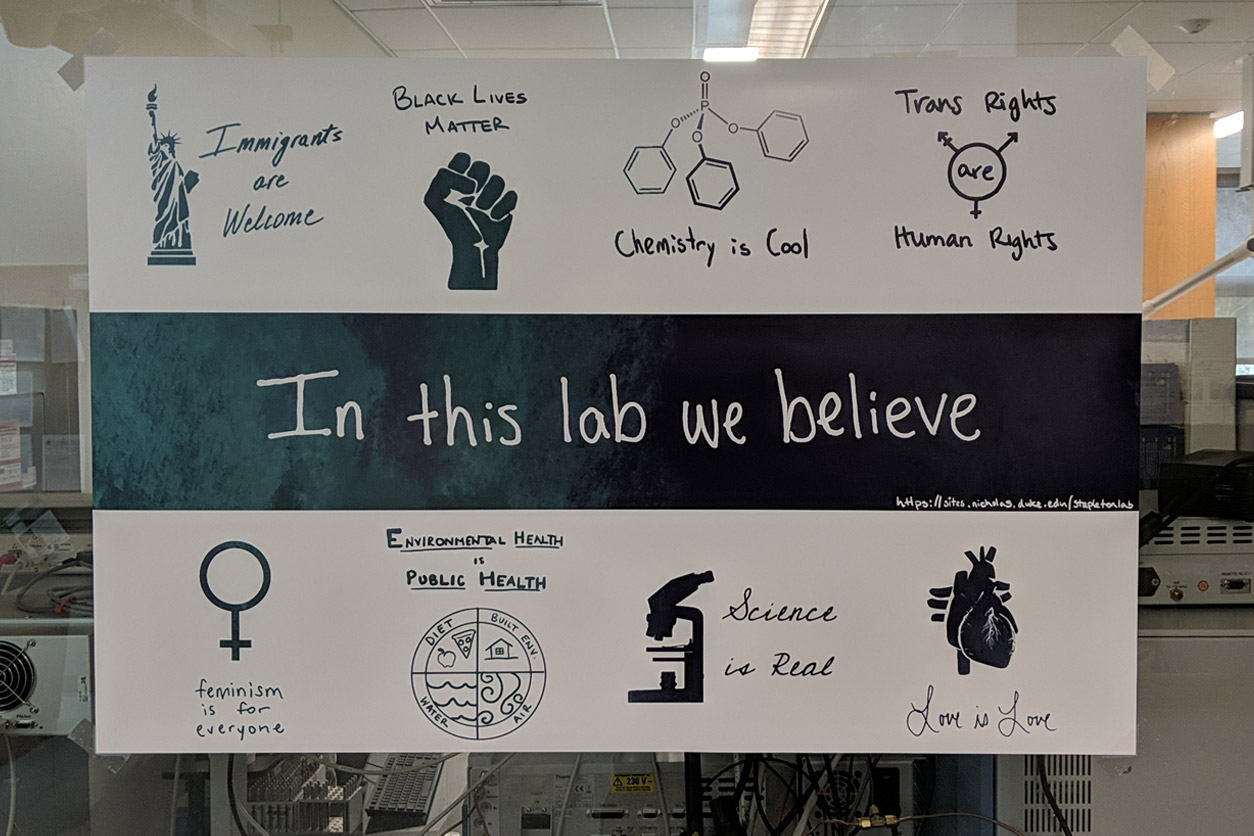 In this lab we believe poster on a lab window