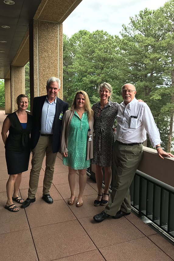 Left to right: Heather Henry, Ph.D., SRP Scientific Health Administrator;  Karin;  PRS Health Specialist Brittany Trottier;  SRP Health Scientific Administrator Michelle Heacock, Ph.D.;  and SRP Director William Suk, Ph.D.