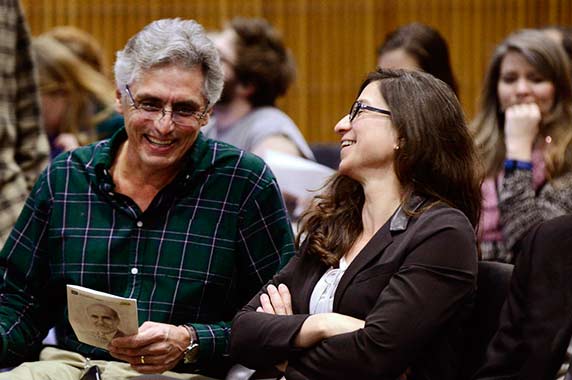 Jerry Yakel, Ph.D. and Gina Turrigiano, Ph.D., chatting