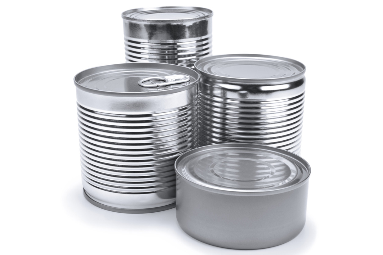 photograph of four metal cans
