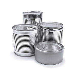 photograph of metal food cans