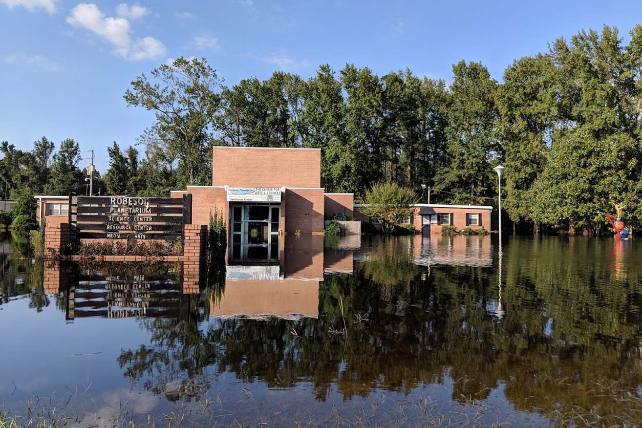 flooded building in Robeson