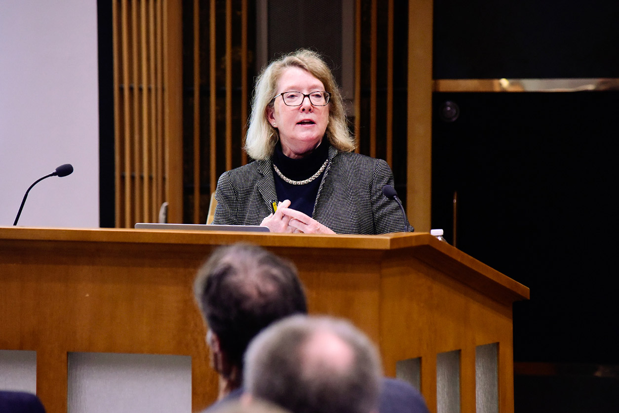 Margaret McCarthy, Ph.D. speaks to crowd