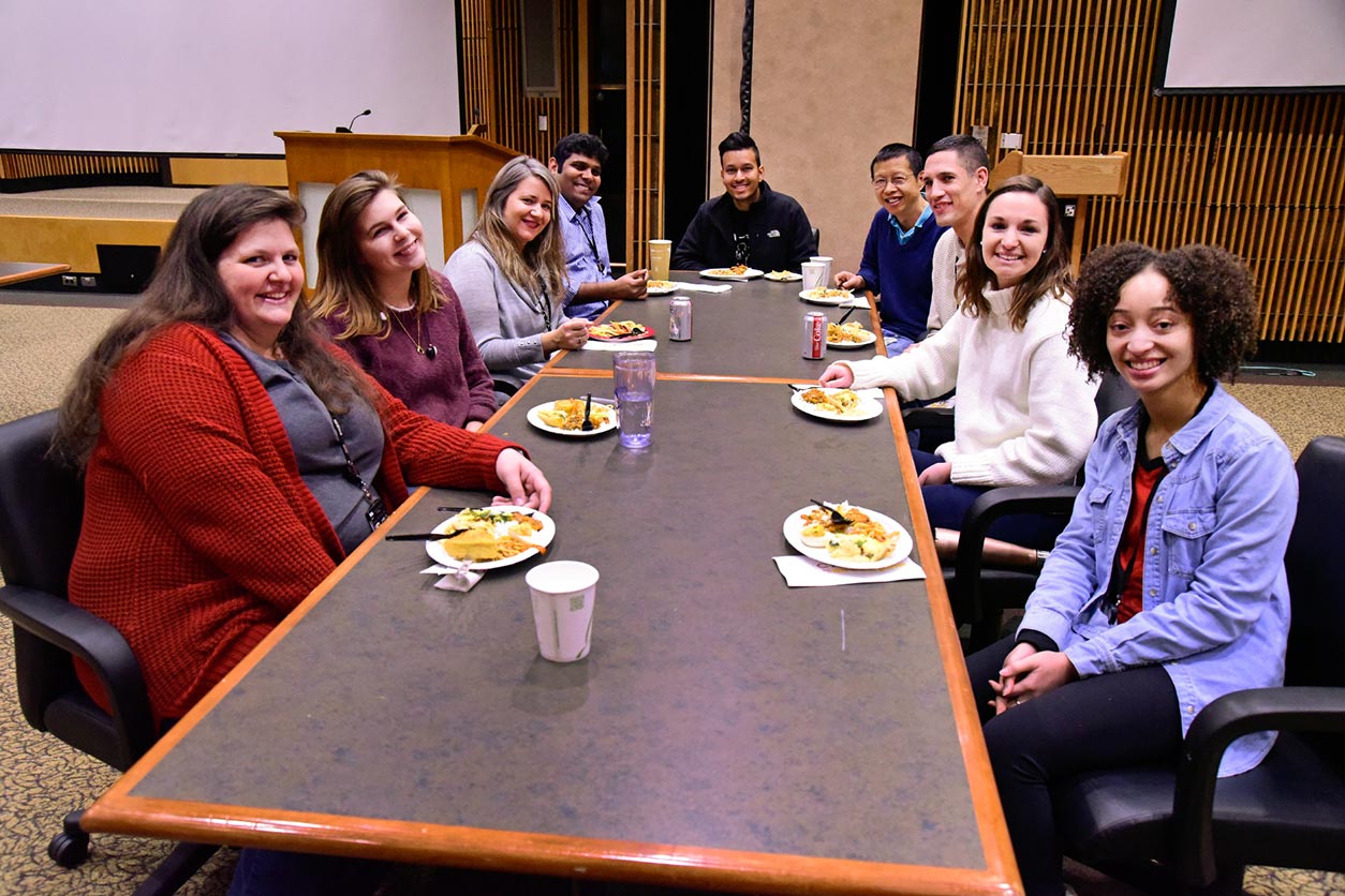 group of fellows eating