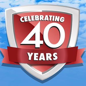 badge celebrating 40 years