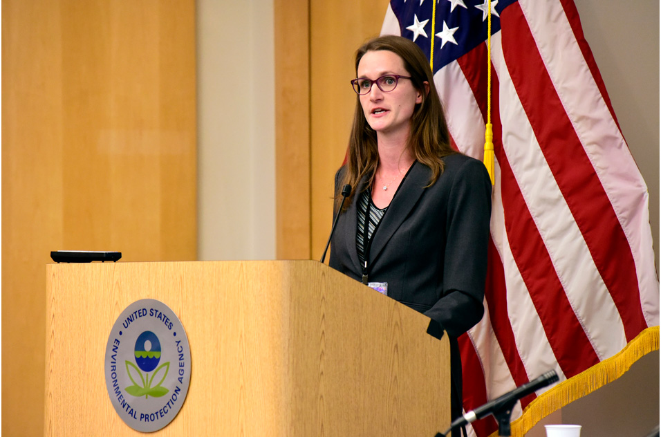 Kate McCann, Ph.D. at podium