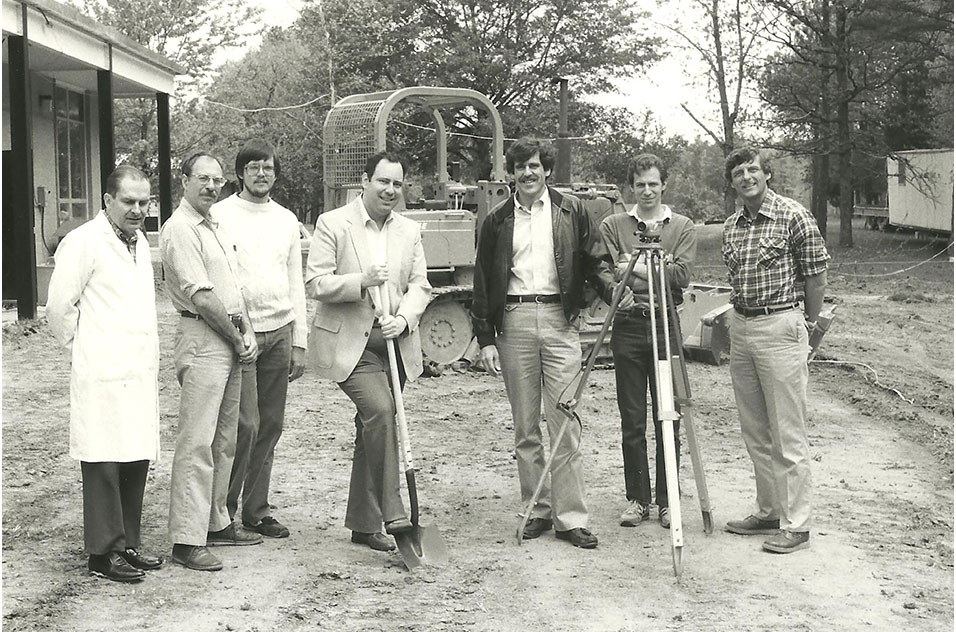 London and colleagues at groundbreaking of an NMR facility