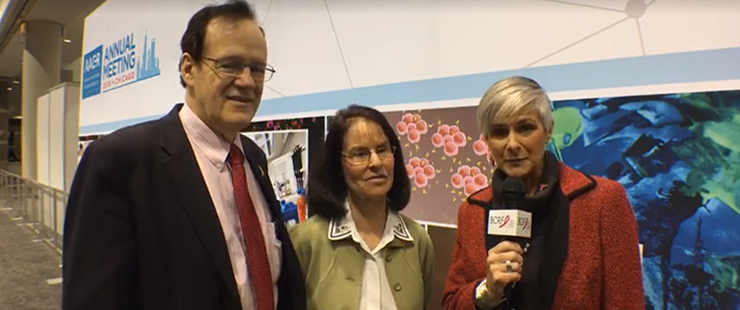 Drs. John and Benita Katzenellenbogen being interviewed