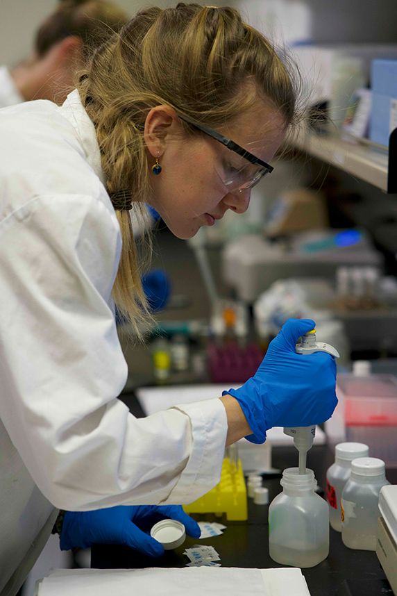 scientist working in Microvi lab