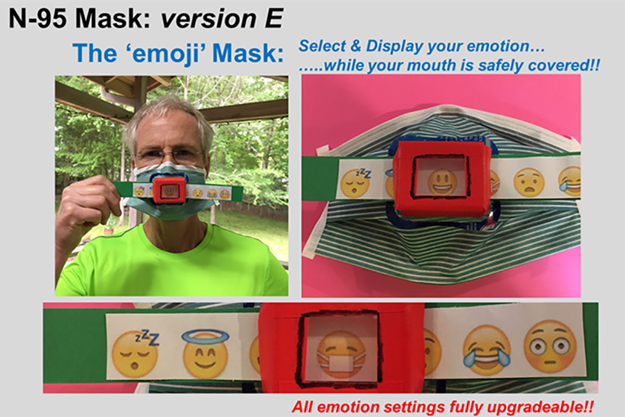Gary Bird showing his N-95 Mask: version E The "emoji" mask