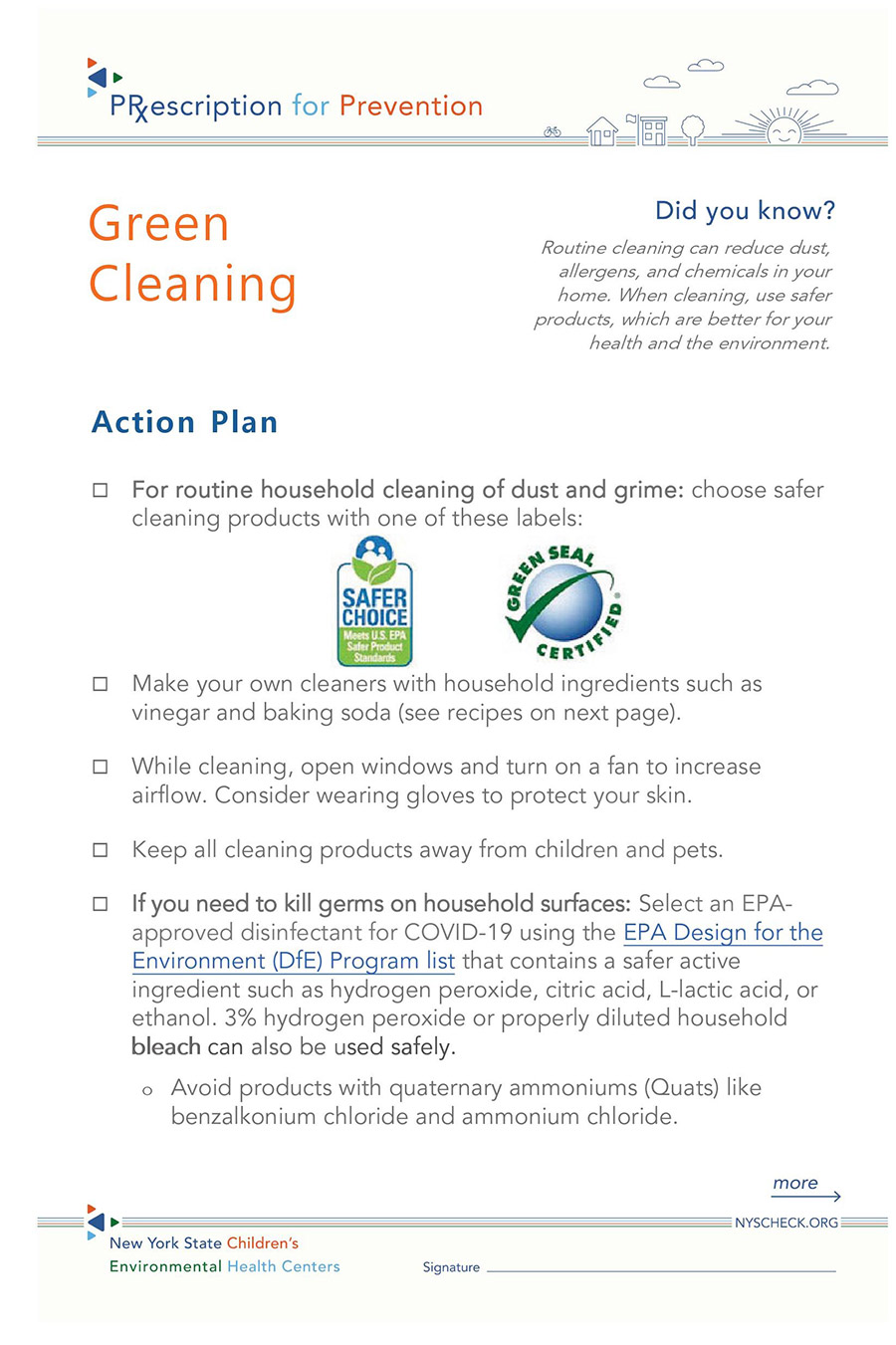 Prescription for Prevention Green Cleaaning Action Plan