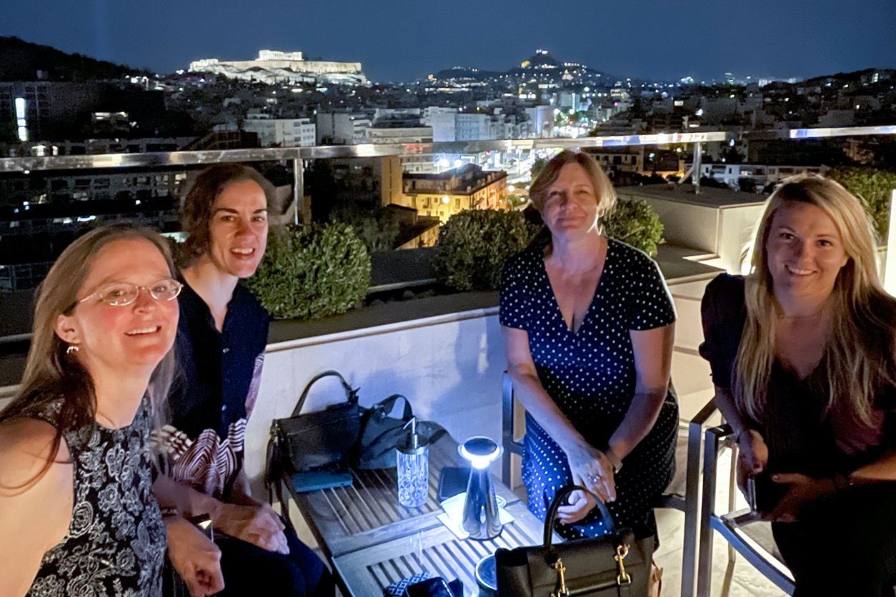 Pictured left to right are Abee Boyles, Ph.D., Bonnie Joubert, Ph.D., and Kimberly Gray, Ph.D., and Brittany Trottier at the ISEE conference in Athens, Greece.
