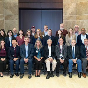 A group photo of members of the Texas A&M University Superfund Research Center and NIEHS’ Michelle Heacock, Ph.D., and Director Woychik