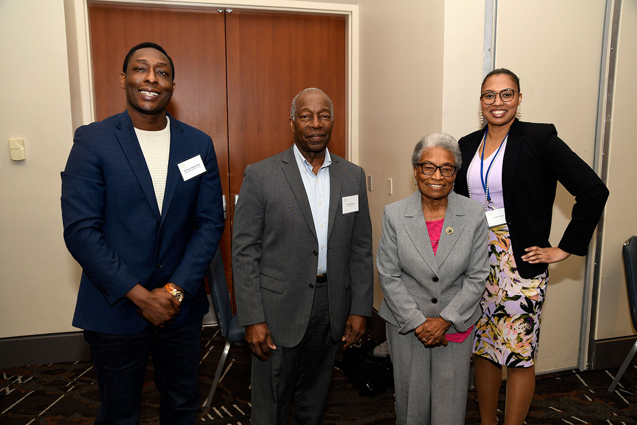 Emmanuel Obeng Gyasi, Ph.D., Rev. William Kearney, Hon. Eva Clayton, and NCSU SRP Center trainee Krystal Taylor, of East Carolina University