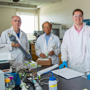 From right to left: Rollie Mills, Dibakar Bhattacharyya, Ph.D., and colleague Lindell Ormsbee, Ph.D.