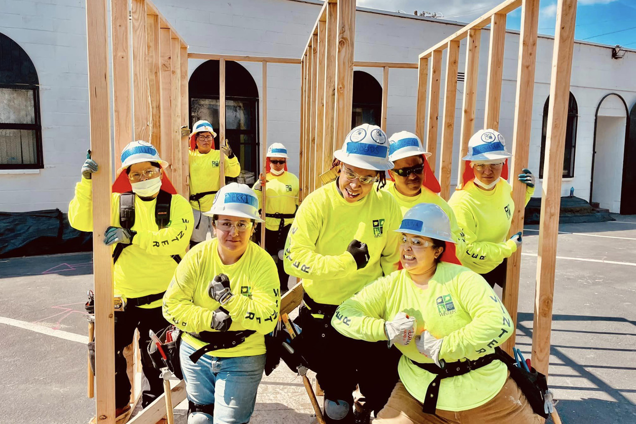 WINTER trainees (from left to right), Jaqueline Castillo, Zenaida Camarena, Christina Quinones, Darlene Cerritos, LaShaunda Latrice Woods, Ebitari Isoun Larsen, Elaine Gabrille Ogawa, and Maricela Luna, show off their skills on International Women’s Day