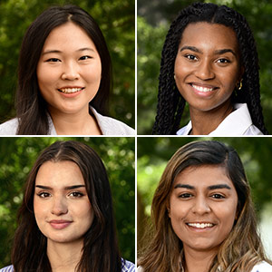 Four NIEHS postbacs — from left to right, Choi, Granger, Jones, and Paul — received Outstanding Poster Awards at the 2023 NIH Poster Day. 