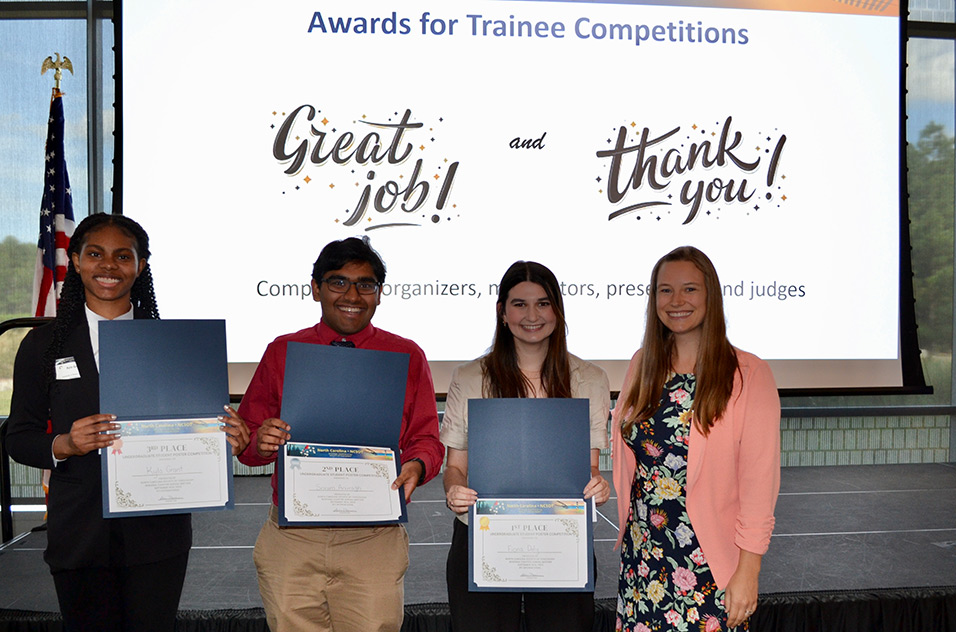 Dzierlenga, right, presented certificates to from left to right, Kyla Grant, Anuragh Sriram and Fiona Daly