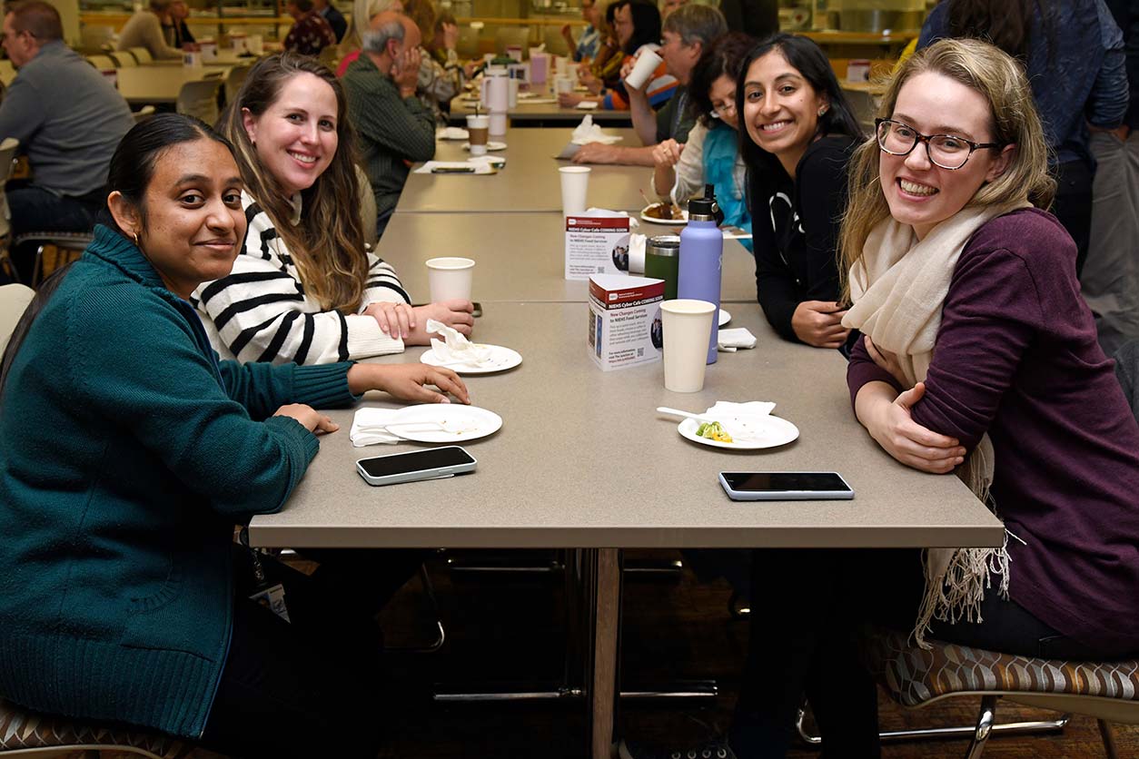 NIEHSers gathered for refreshments following the Nov. 15 awards ceremony. (Photo courtesy of Steve McCaw / NIEHS)