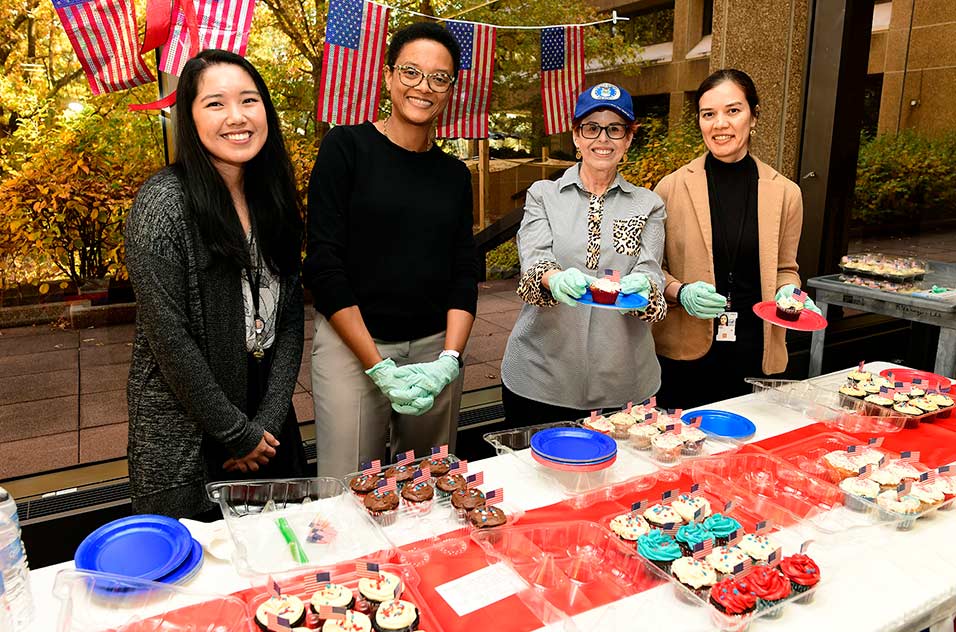 NIEHS volunteers provided cupcakes after the Veterans Day celebration.