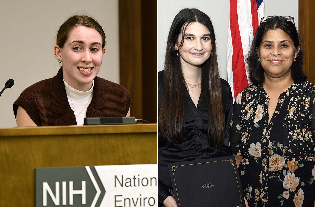 Sarah Combs, left, and Fiona Daly and Suchandra Bhattacharjee, Ph.D., right