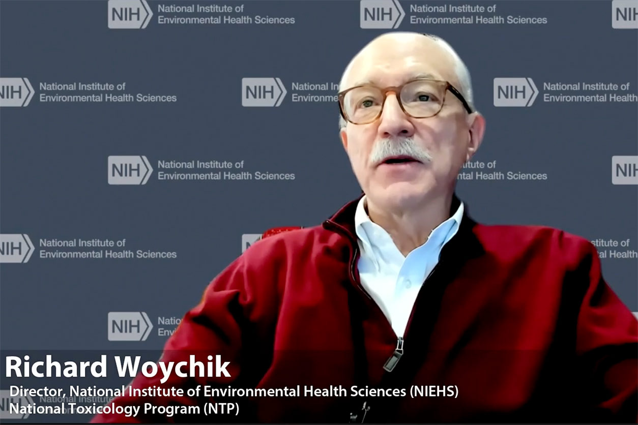 Screenshot of Rick Woychik, Ph.D., opening the Nov. 6-7 NASEM workshop to better understand the health impact of the rail disaster. 