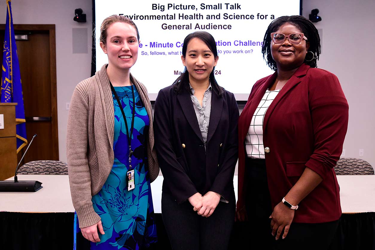 From left, Ginna Doss, Yu-Ying Chen, Ph.D., and Uchechukwu Chimeh