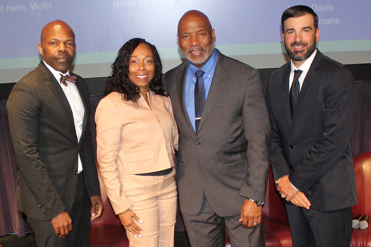 EDI leaders from left to right: Kevin Williams, Esq.; Patricia Fletcher, Ph.D.; Danny Dickerson, director, NIH Division of Inclusion and Diversity; and David Rice, branch director, Special Emphasis Programs.