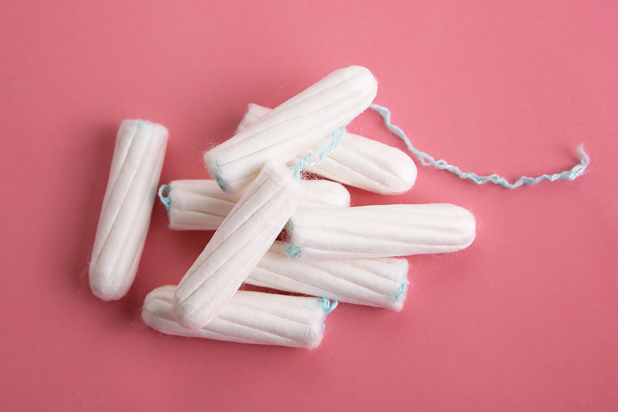 Tampons on a pink background