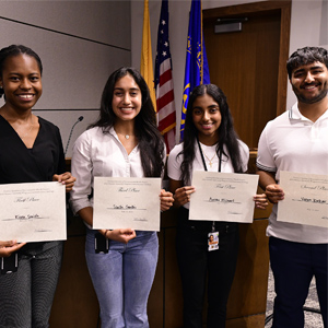 Communication Challenge winners, from left to right: Kiara Smith, Saachi Gandhi, Aurea Michael, and Varun Kochar