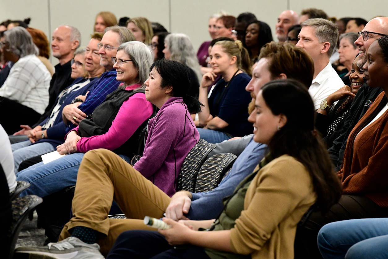 Attendees and honorees brimmed with enthusiasm as they filled Rodbell Auditorium to capacity. (Photo courtesy of Steve McCaw / NIEHS)