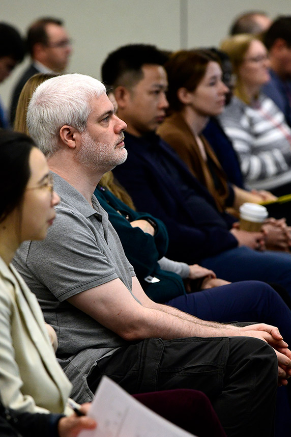 Attendees listened closely to presentations on cutting-edge research at the intersection of genomics and environmental health. (Photo courtesy of Steve McCaw / NIEHS)