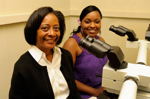 left to right, Darlene Dixon, D.V.M., Ph.D.and Tonia Hermon, Ph.D.