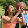 Elena Braithwaite shoots a basketball