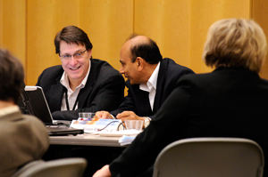 Joel Kaufman, M.D., left, and Sri Nadadur, Ph.D.