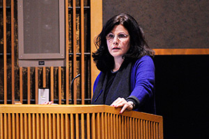 Susan Amara, Ph.D. at the podium
